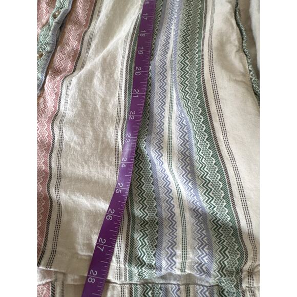 Free People Summer Heat Linen Blend Striped   Romper, Size Large - Picture 8 of 8